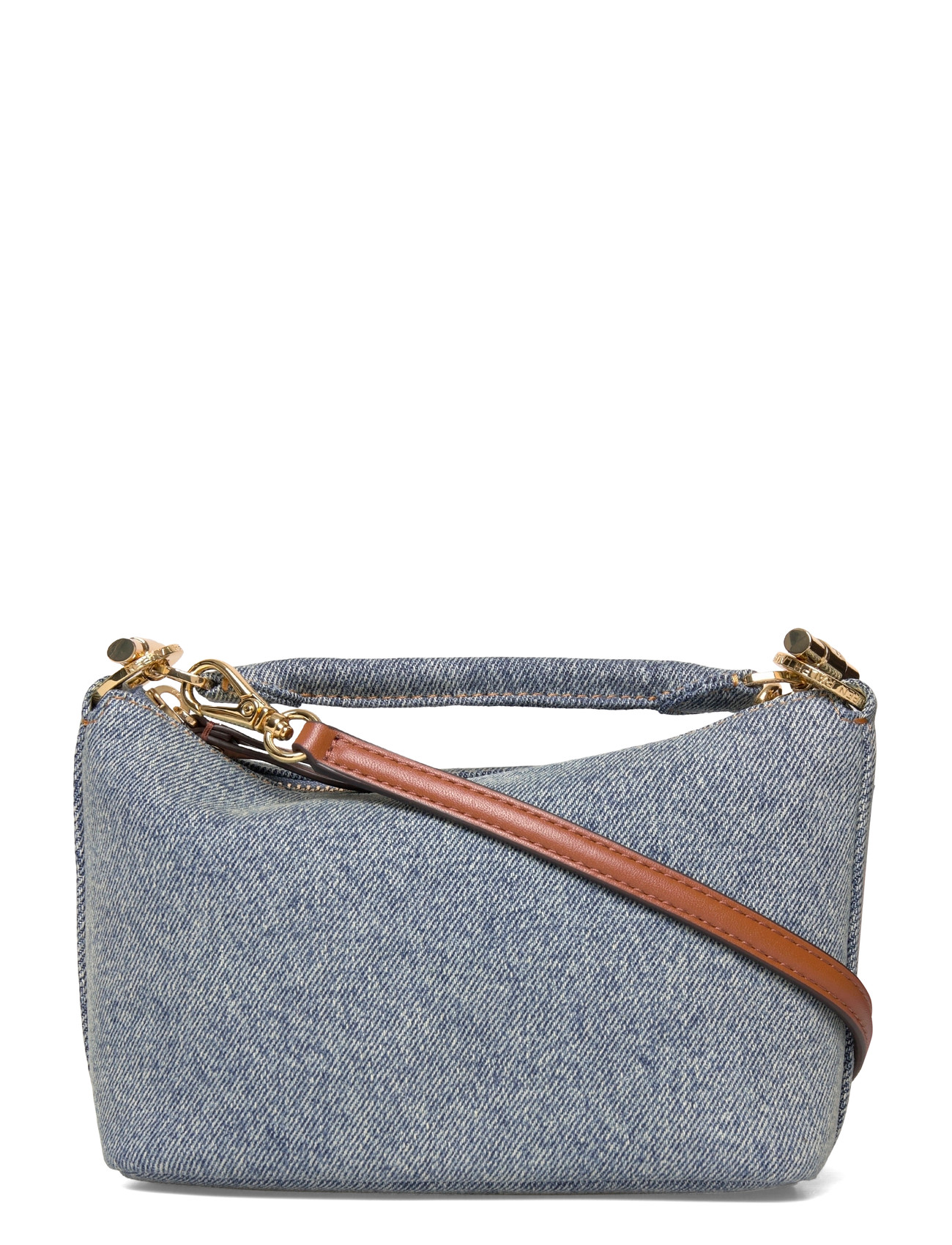 Lauren Ralph Lauren Wshd Denim/Ntrl Sm-Blke Mini Sh-Sba, One Size, Blue, Tasker > Små Skuldertasker-Crossbody-Tasker, Dame