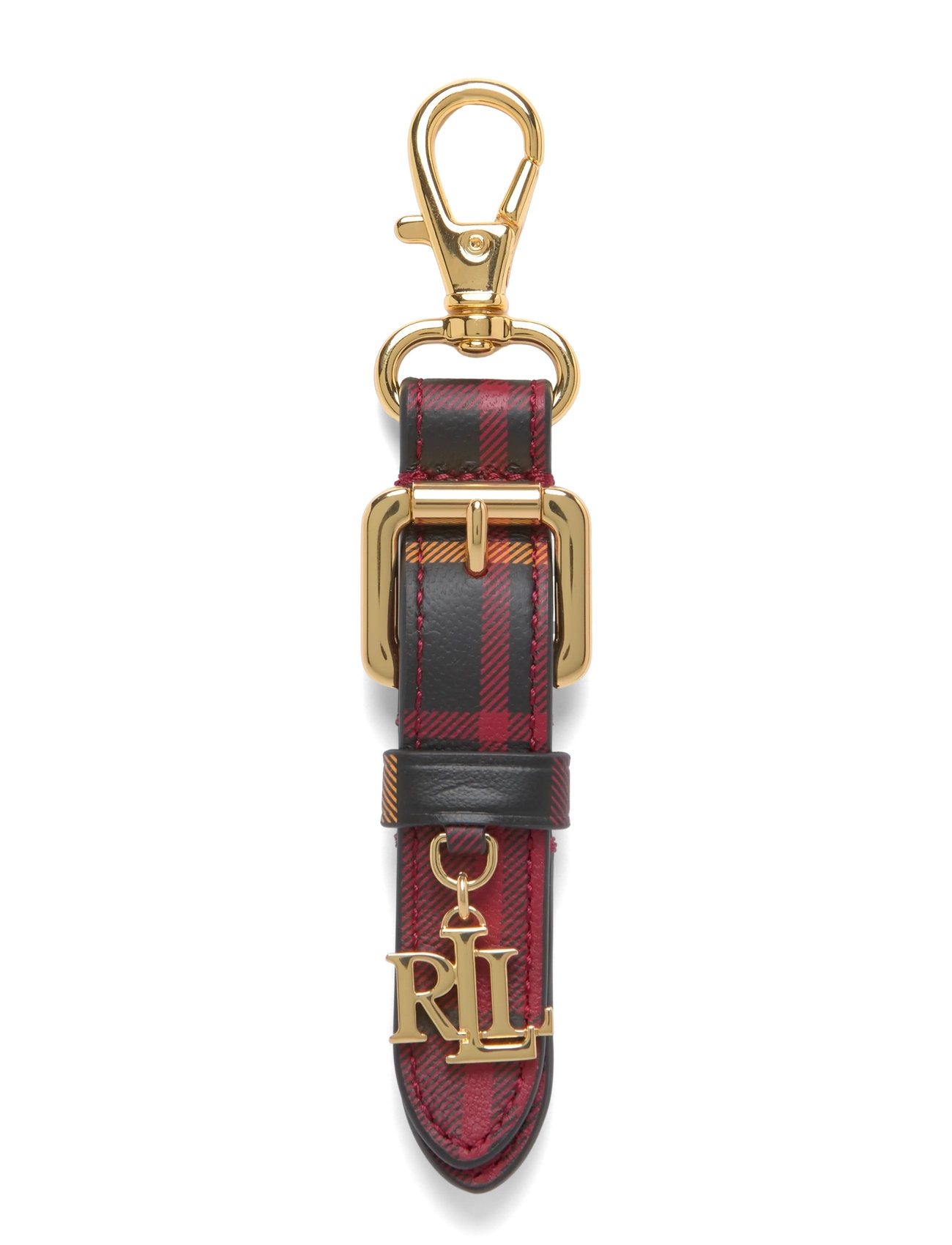 Lauren Ralph Lauren Logo Charm Plaid Nappa Leather Key Fob, One Size, Gold, Designere > Key Rings & Bag Charms, Dame