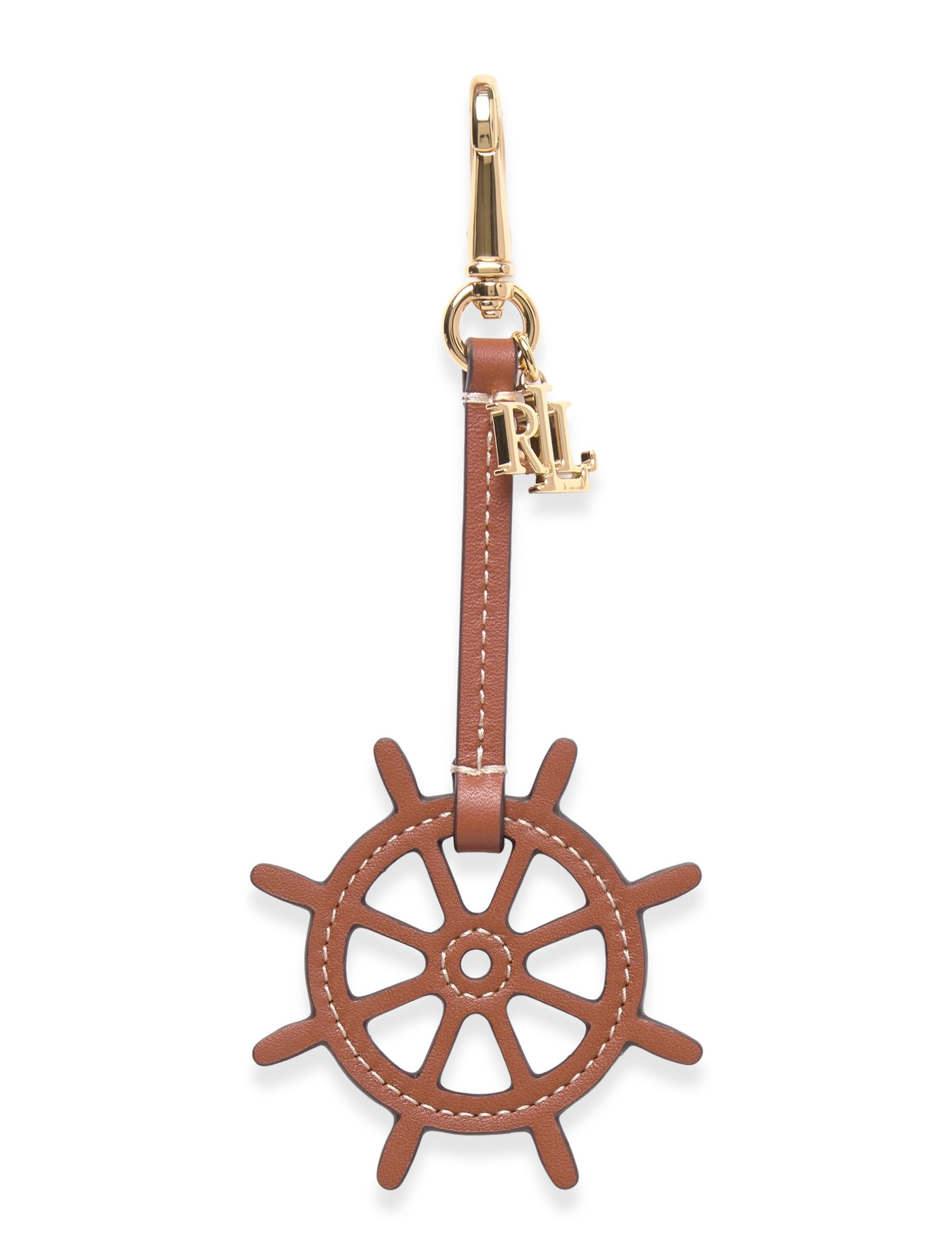 Lauren Ralph Lauren Leather Wheel & Logo Charm, One Size, Brown, Tilbehør > Nøgleringe & Bag Charms, Dame