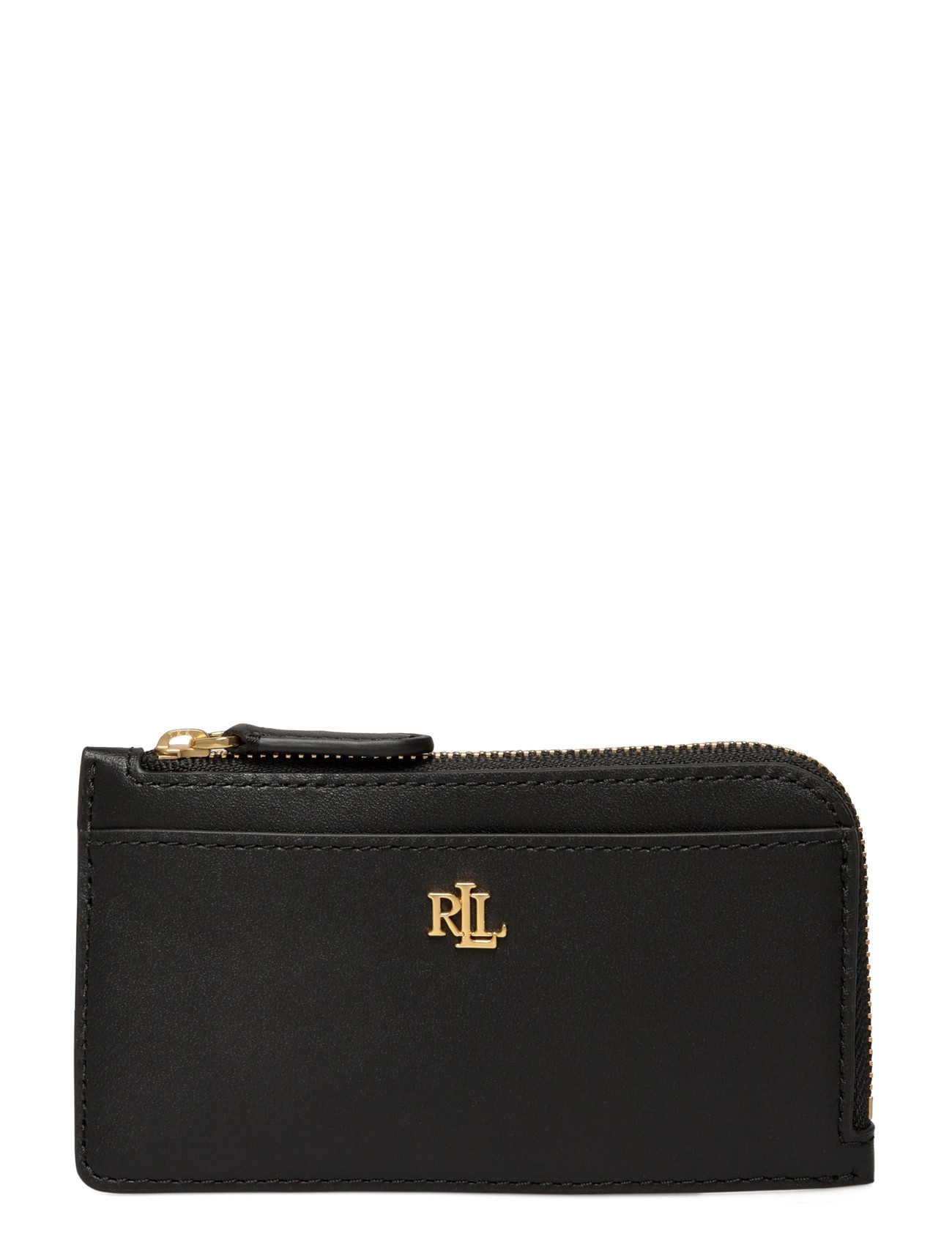 Lauren Ralph Lauren Leather L-Zip Card Case, One Size, Black, Kortholdere & Punge > Punge, Dame