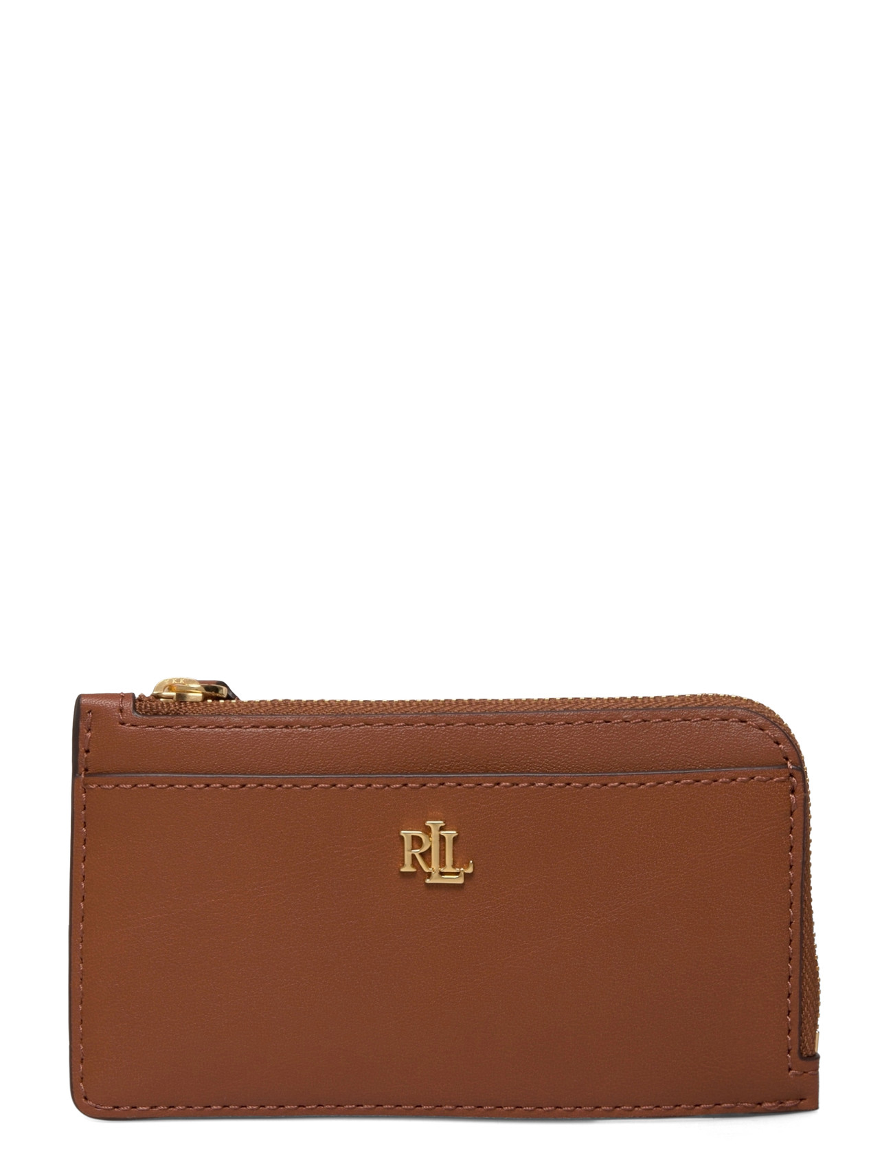 Lauren Ralph Lauren Leather L-Zip Card Case, One Size, Brown, Kortholdere & Punge > Punge, Dame