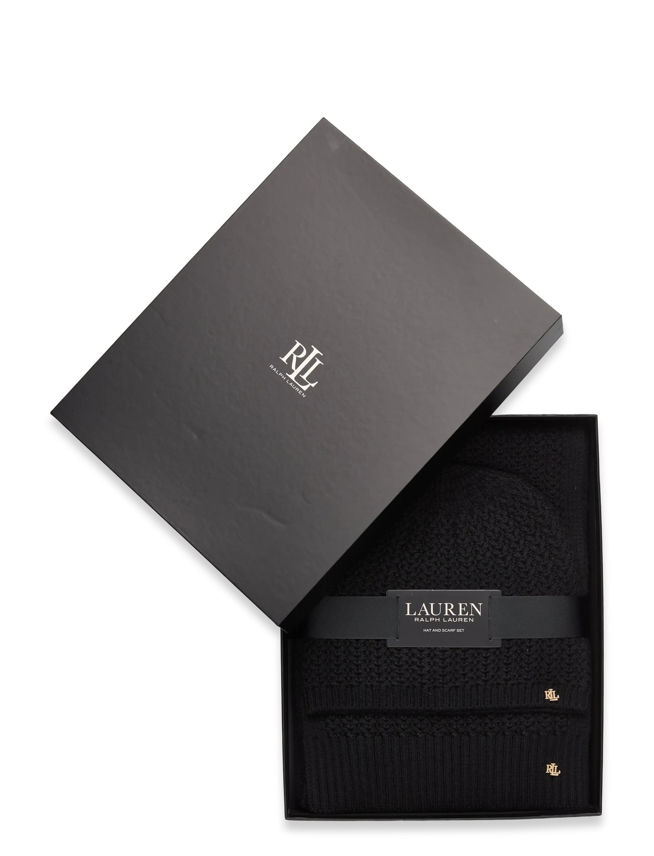 LAUREN RALPH LAUREN Polyester Blend-Knt Brt Scf Glv Gts Schwarz - One Size - Damen