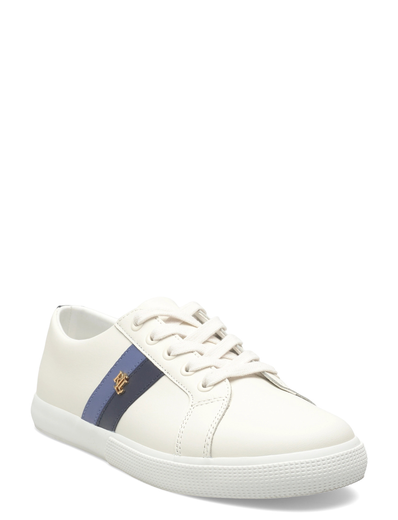 Lauren Ralph Lauren Janson Ii Leather Sneaker, 36, White, Sneakers > Sneakers Med Lav Top, Dame