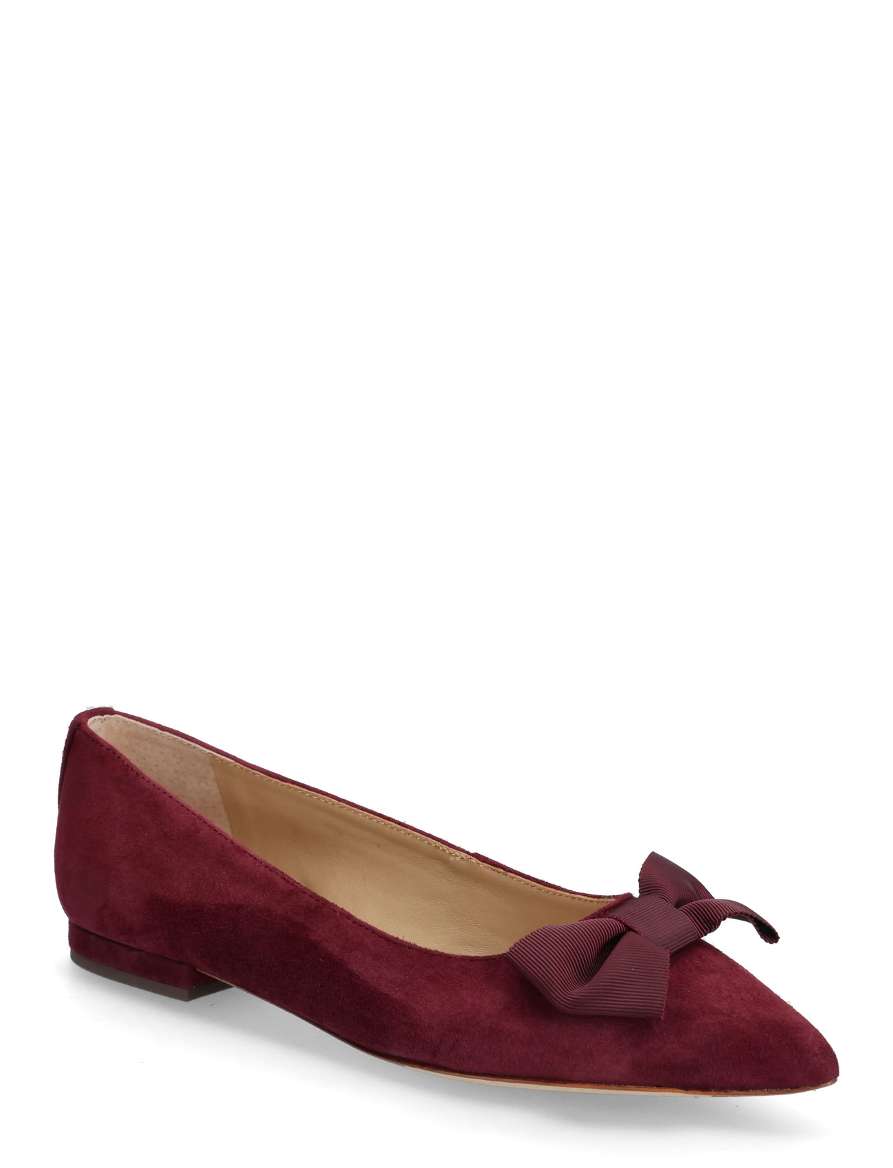 LAUREN RALPH LAUREN Londyn Bow-Trim Wildleder Ballet Flach Rot - 39 - Damen