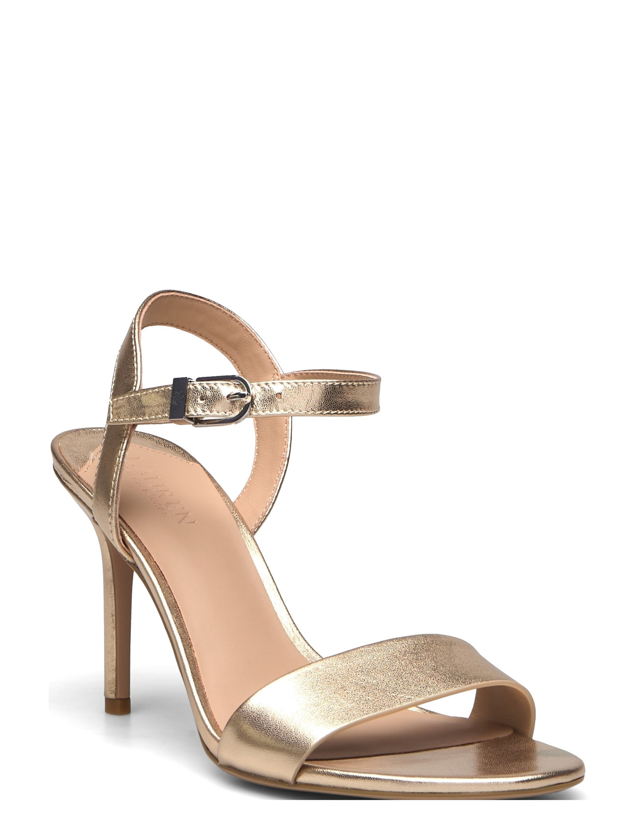 Gwen Metallic Nappa Leather Sandal Sandal Med Hæl Gold Lauren Ralph Lauren