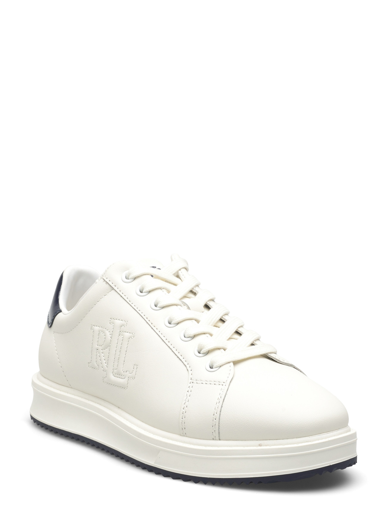 Lauren Ralph Lauren Ainsley Smooth & Crinkle Leather Sneaker, 39, Navy, Sneakers > Sneakers Med Lav Top, Dame