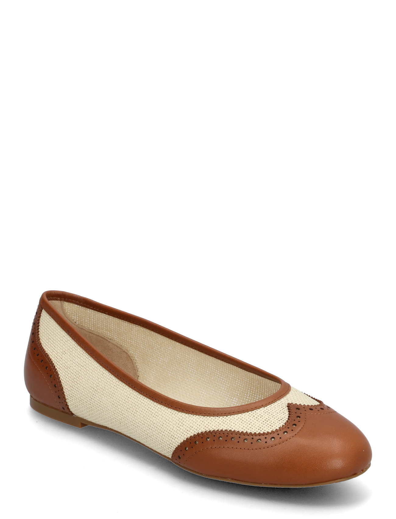 Jayna Wingtip Ballet Flat Ballerinasko Ballerinaer Brown Lauren Ralph Lauren