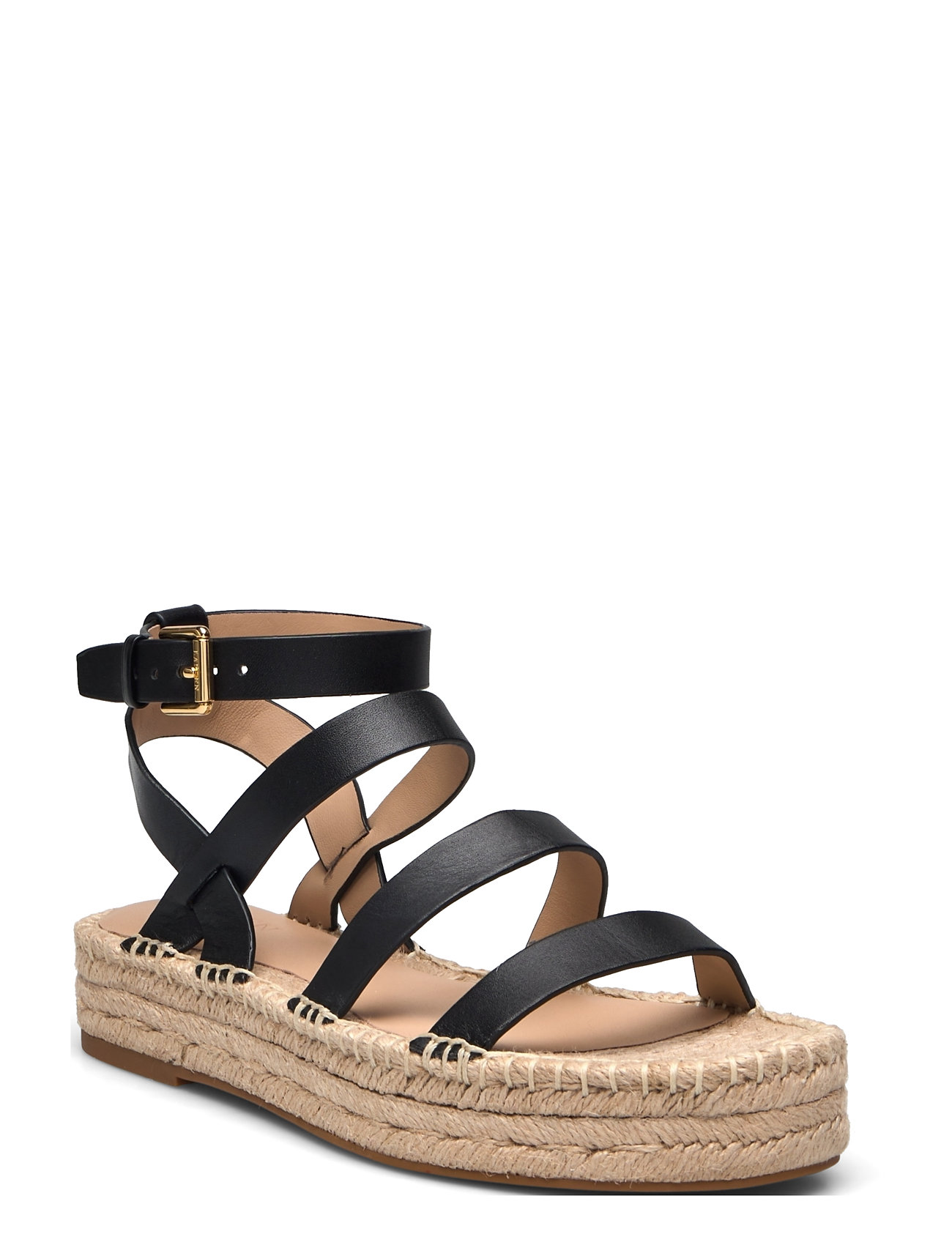 Polly Leather Gladiator Espadrille Sandaler Espadrilles Lave Black Lauren Ralph Lauren