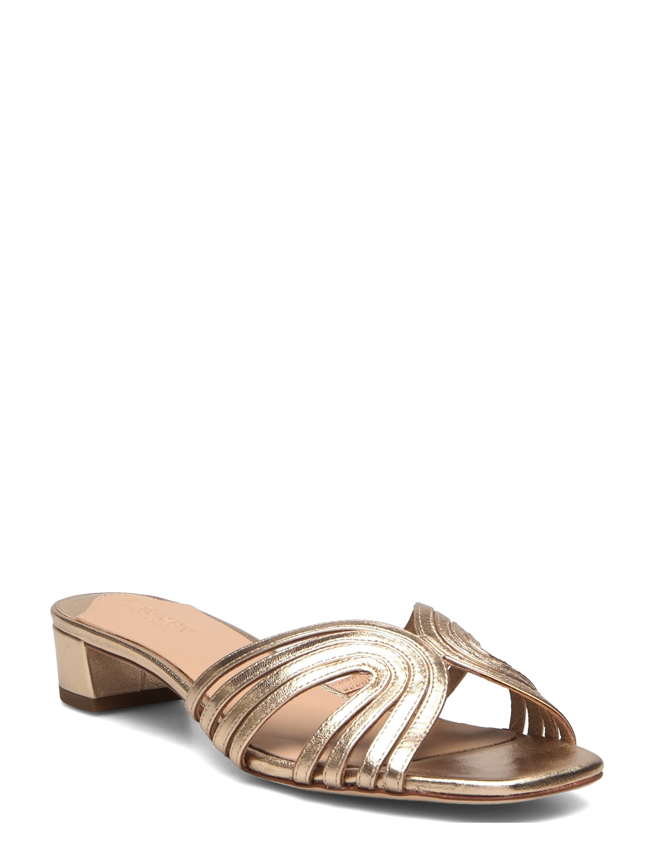 Fay Metallic Leather Multistrap Sandal Shoes Sandals Flat Sandals Gold Lauren Ralph Lauren