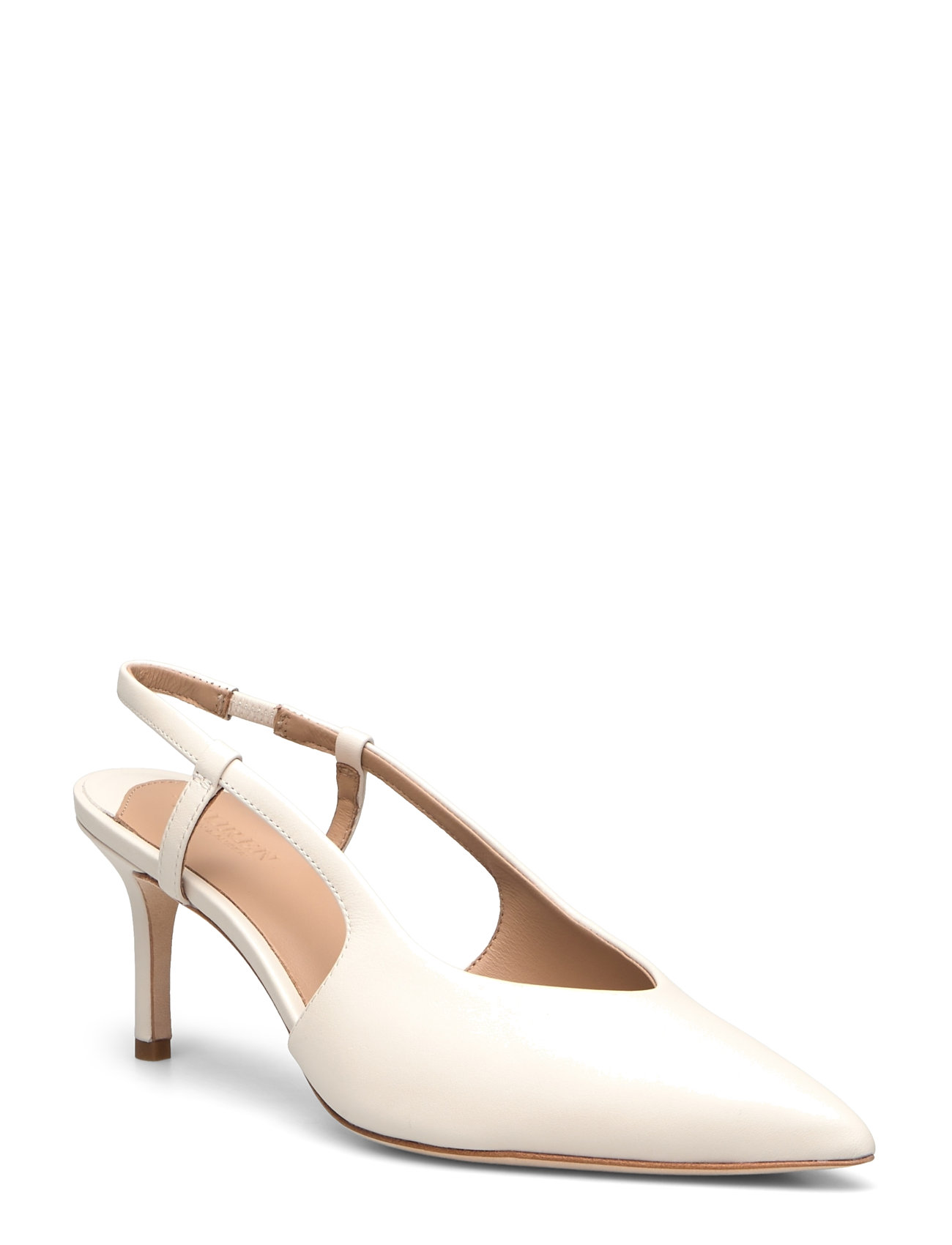 Khloe Nappa Leather Slingback Pump Shoes Sling Backs Heeled Slingbacks White Lauren Ralph Lauren