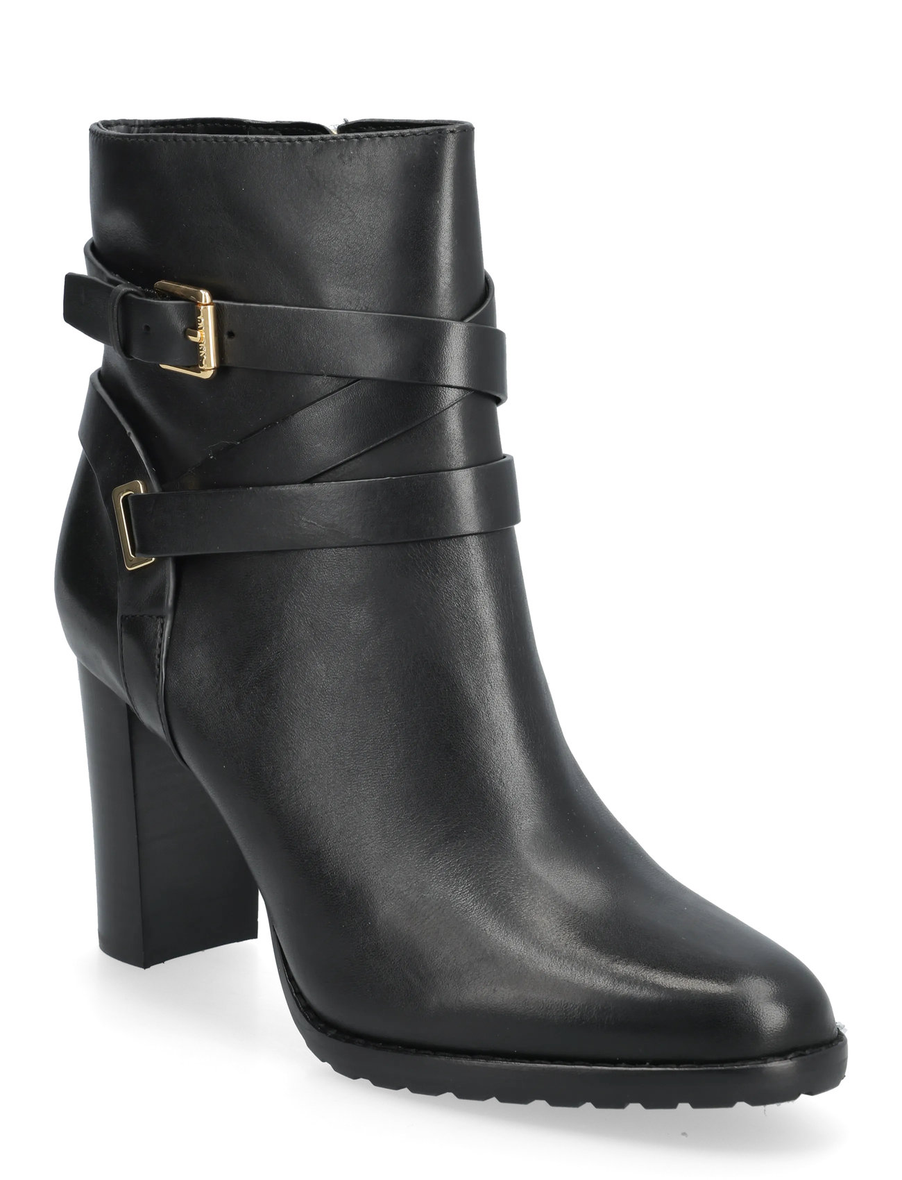 LAUREN RALPH LAUREN Collins Burnished Leder Bootie Heel Schwarz - 41 - Damen