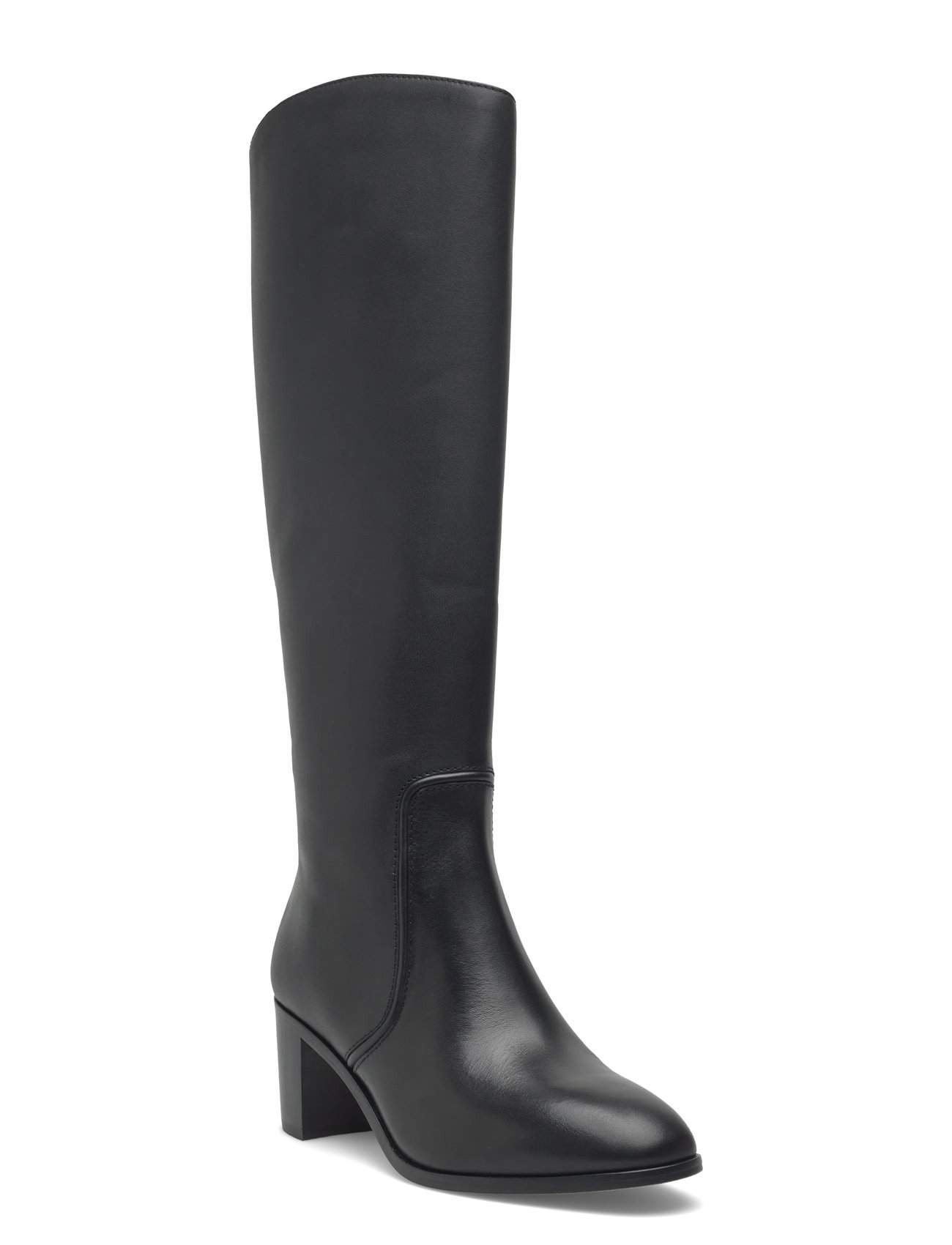 LAUREN RALPH LAUREN Charly Burnished Leder Tall Stiefel Schwarz - 38 - Damen