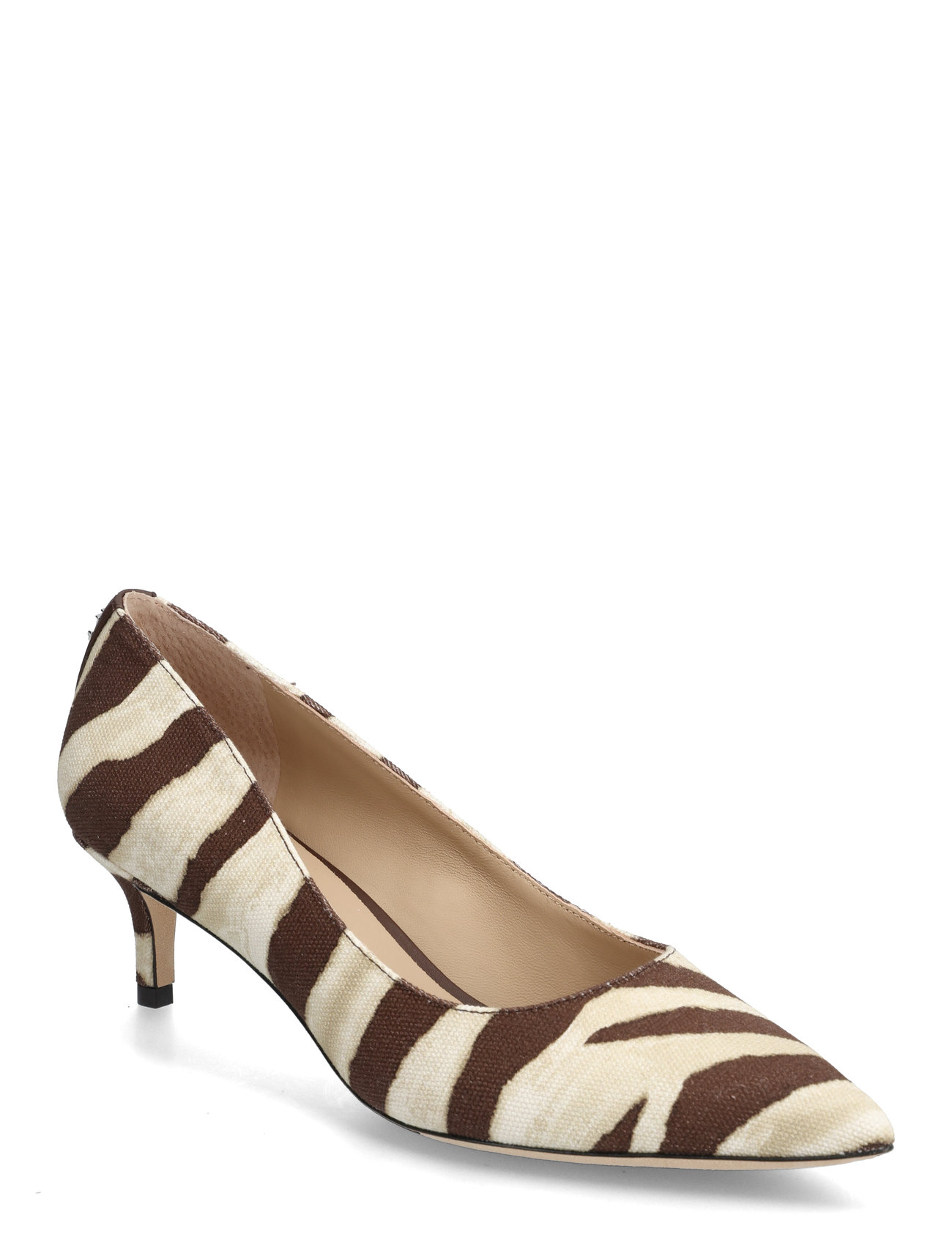 Lauren Ralph Lauren Adrienne Zebra-Print Canvas Pump, 36, White, Pumps > Klassiske, Dame