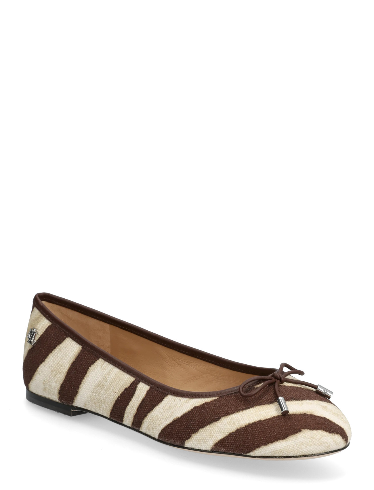 LAUREN RALPH LAUREN Jayna Zebra-Print Canvas Flach Braun - 38 - Damen