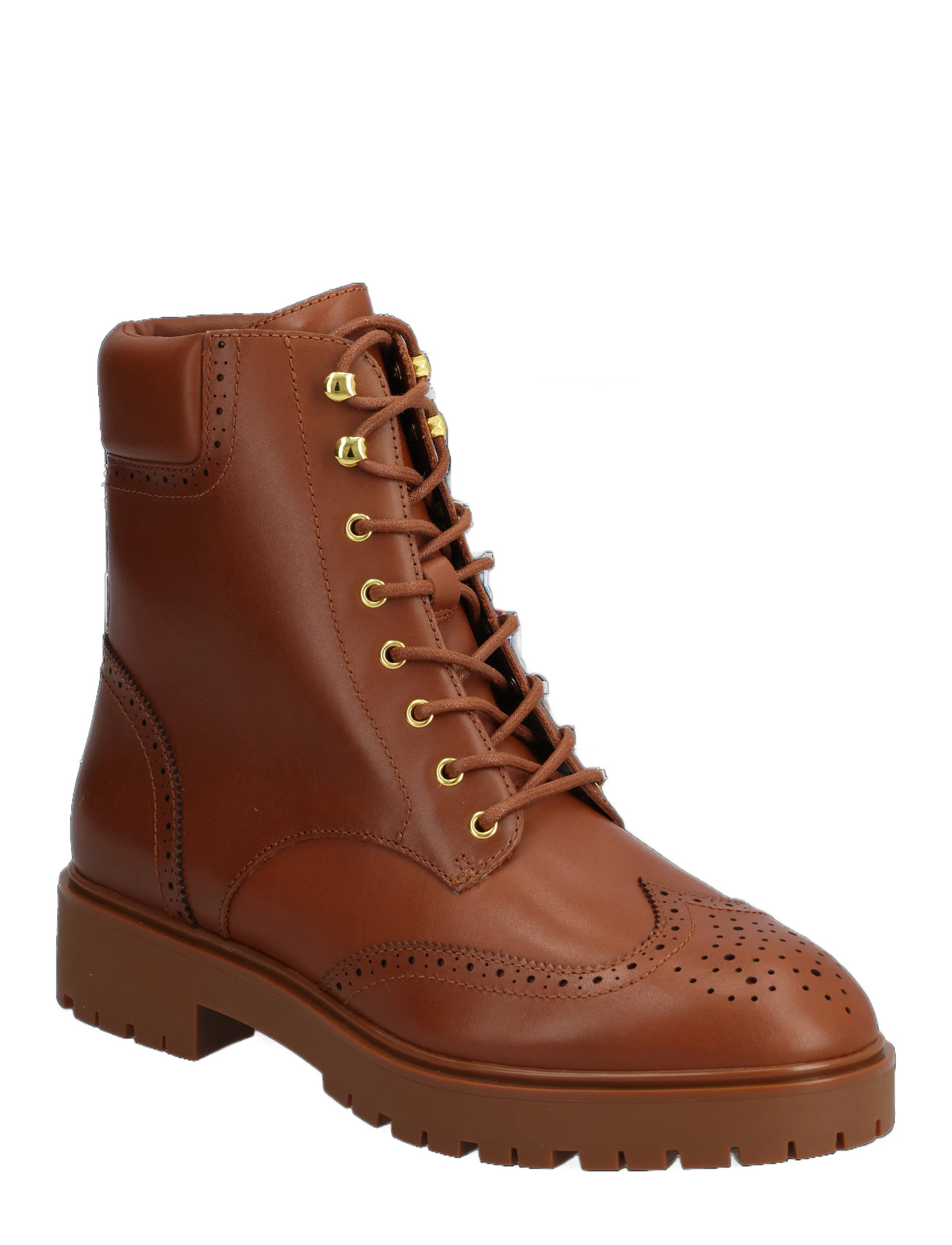 LAUREN RALPH LAUREN Allyson Perforated Strickjacke-Up Bootie Braun - 38 - Damen