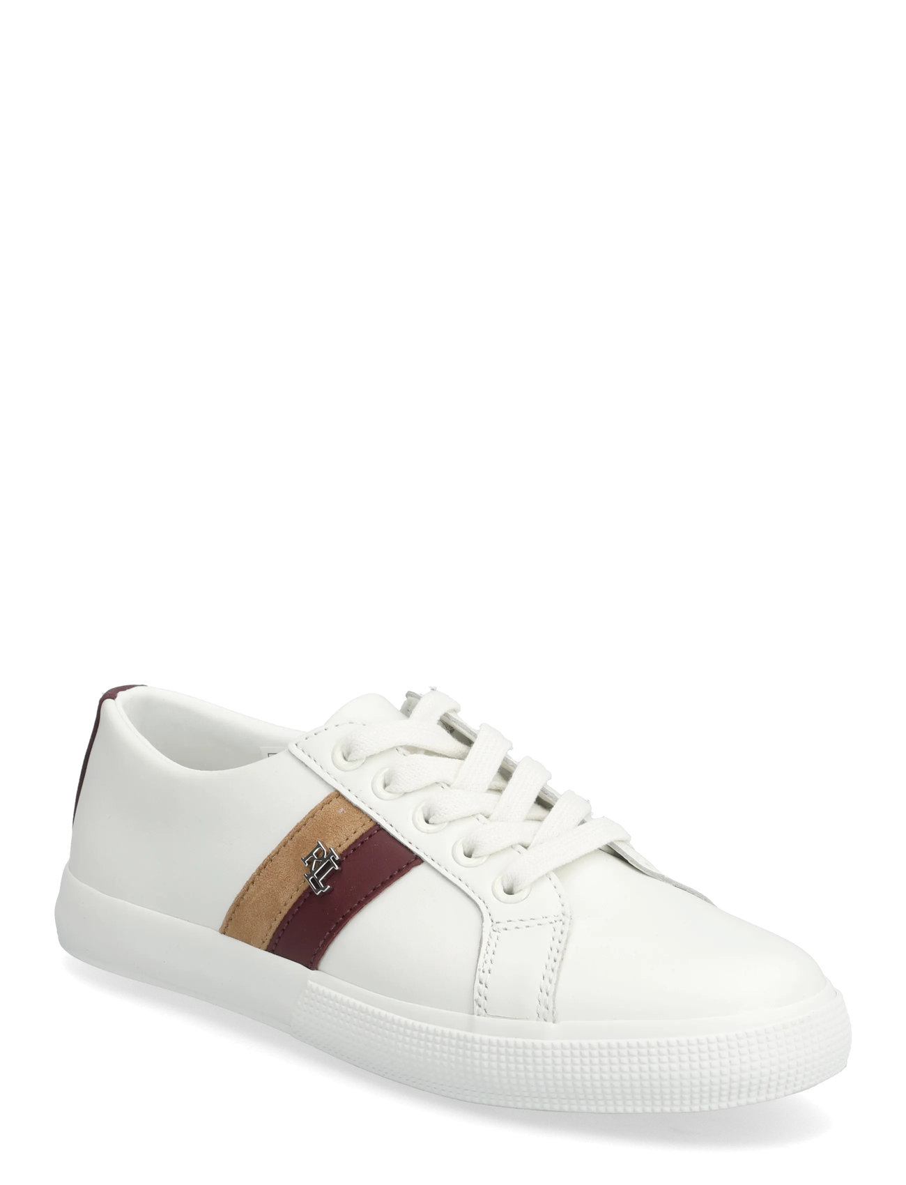 Lauren Ralph Lauren Janson Ii Color-Blocked Leather Sneaker, 40, White, Sneakers > Sneakers Med Lav Top, Dame