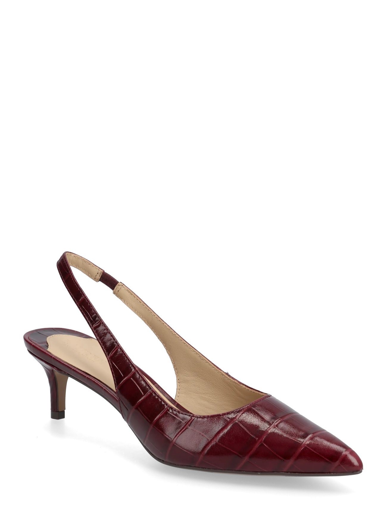 LAUREN RALPH LAUREN Lolah Ii Croc-Embossed Slingback Pump Rot - 41 - Damen