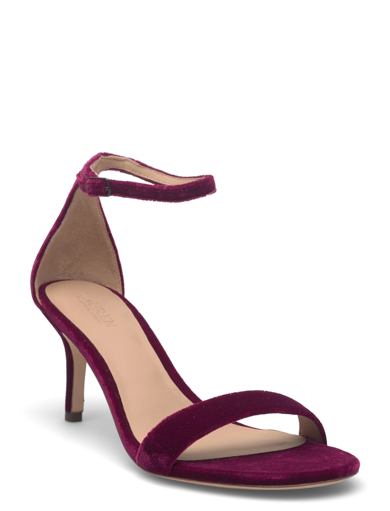 LAUREN RALPH LAUREN Allie Mid-Heel Samt Sandale Burgundy - 41 - Damen
