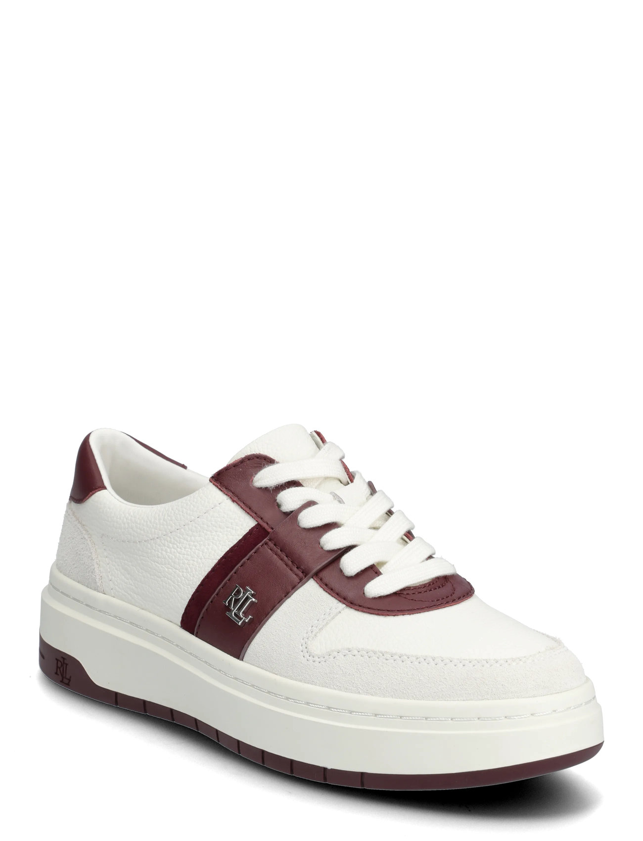 Lauren Ralph Lauren Harlie Two-Tone Leather & Suede Sneaker, 38, White, Sneakers > Sneakers Med Lav Top, Dame
