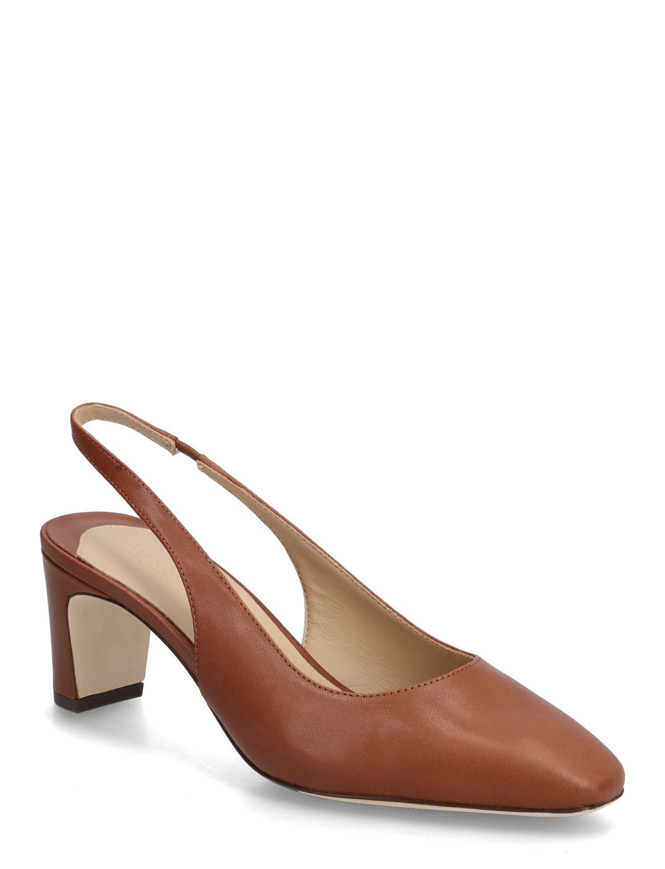 Lauren Ralph Lauren Klaire Leather Slingback Pump, 38, Brown, Hæle > Pumps, Dame