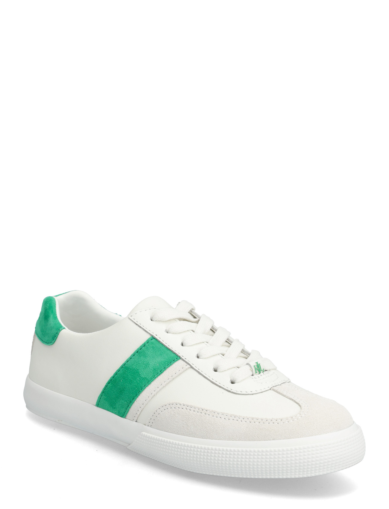 Lauren Ralph Lauren Two-Tone Braylee Leather & Suede Sneaker, 39, White, Sneakers > Sneakers Med Lav Top, Dame