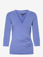 Lauren Ralph Lauren - Wrap-Style Jersey Top - topi ar garām piedurknēm - blue loch - 0