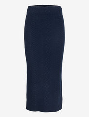 Cable-Knit Wool-Cashmere Pencil Skirt - LAUREN NAVY