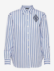 Lauren Ralph Lauren - Striped Logo Cotton Broadcloth Shirt - krekli ar garām piedurknēm - blue/white - 0