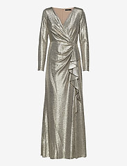 metallic ruffle dress