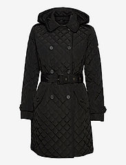 Insulated Quilted Trench Coat - BLACK