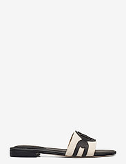 Lauren Ralph Lauren - Alegra Canvas-Leather Slide Sandal - matalat sandaalit - natural/black - 1