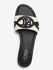 Lauren Ralph Lauren - Alegra Canvas-Leather Slide Sandal - matalat sandaalit - natural/black - 3