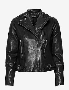 Tumbled-Leather Jacket - leather jackets - polo black