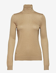 Ribbed Silk-Blend Turtleneck - CLASSIC CAMEL