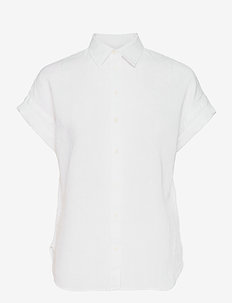 Linen Dolman-Sleeve Shirt - kortärmade skjortor - white