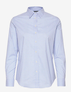Easy Care Gingham Cotton Shirt - langærmede skjorter - blue loch/white