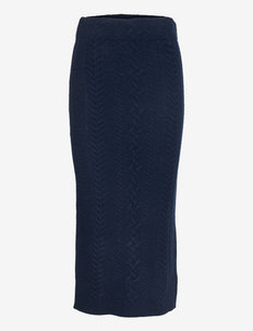 Cable-Knit Wool-Cashmere Pencil Skirt - midi kjolar - lauren navy