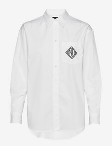 Logo Cotton Broadcloth Shirt - long-sleeved shirts - white
