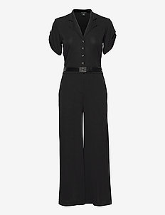 Belted Stretch Jersey Jumpsuit - haalarit - polo black