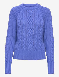 Cable-Knit Dolman-Sleeve Sweater - neulepuserot - pampelonne blue