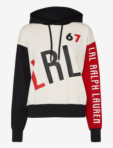 Color-Blocked French Terry Hoodie - hættetrøjer - pale cream multi