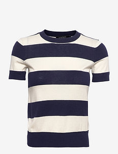 Striped Short-Sleeve Sweater - trøjer - mascarpone cream/
