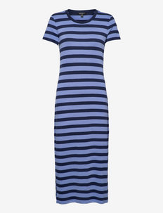 Striped Stretch Jersey Tee Dress - t-paitamekot - blue loch/french