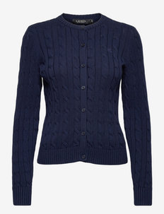 Cable-Knit Cotton Cardigan Sweater - neuletakit - french navy