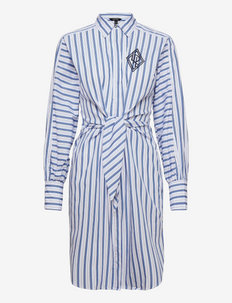 Striped Cotton Broadcloth Shirtdress - shirt dresses - blue/white