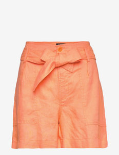 Belted Linen Short - paperbag shorts - poppy
