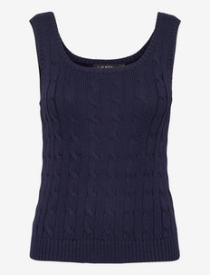 Cable-Knit Sleeveless Sweater - down- & padded jackets - french navy