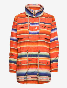 Striped Taffeta Field Jacket - utility jackets - orange multi