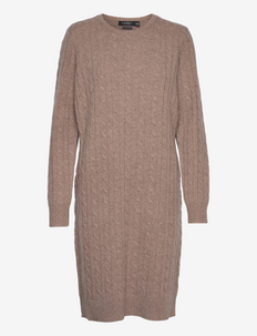 Cable-Knit Wool-Cashmere Sweater Dress - summer dresses - truffle heather