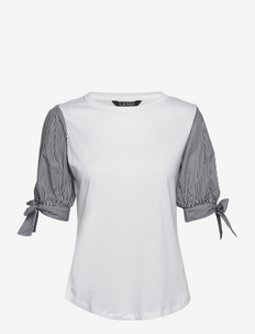 Jersey Puff-Sleeve Tee - blouses met korte mouwen - white